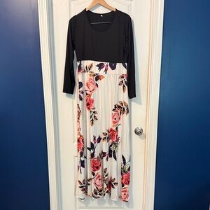 Floral Black and White Maxi Dress